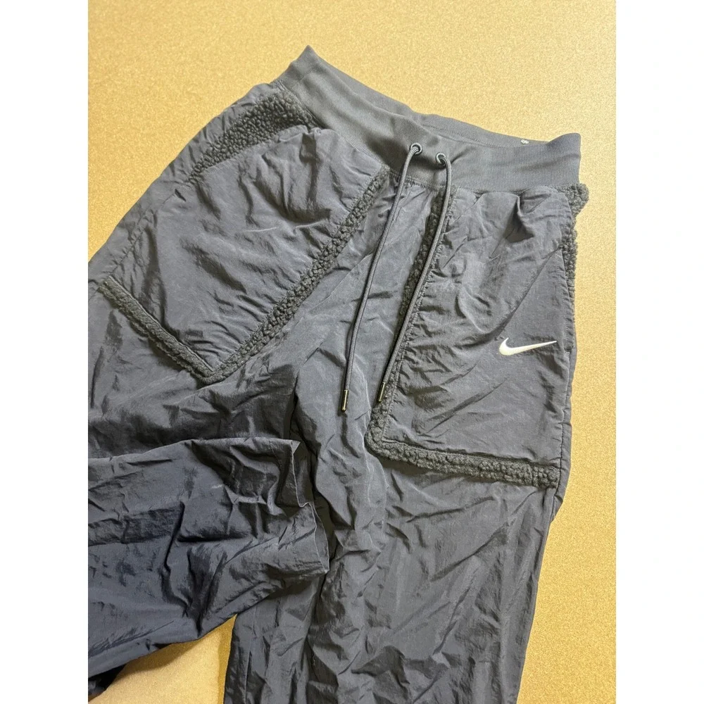 Nike Sherpa Trim Track Pants Black Athletic Joggers Women's Size S‎ $89